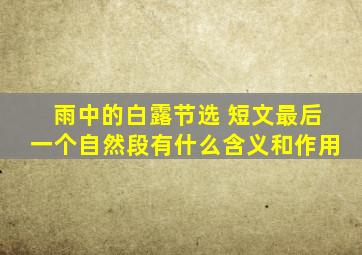 雨中的白露节选 短文最后一个自然段有什么含义和作用